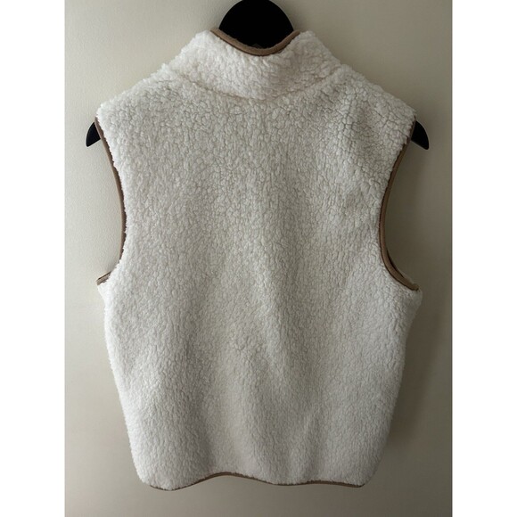 Como Vintage Womens White/Tan Shearling Vest Medium Ski Quiet Luxury Capsule - Picture 3 of 4